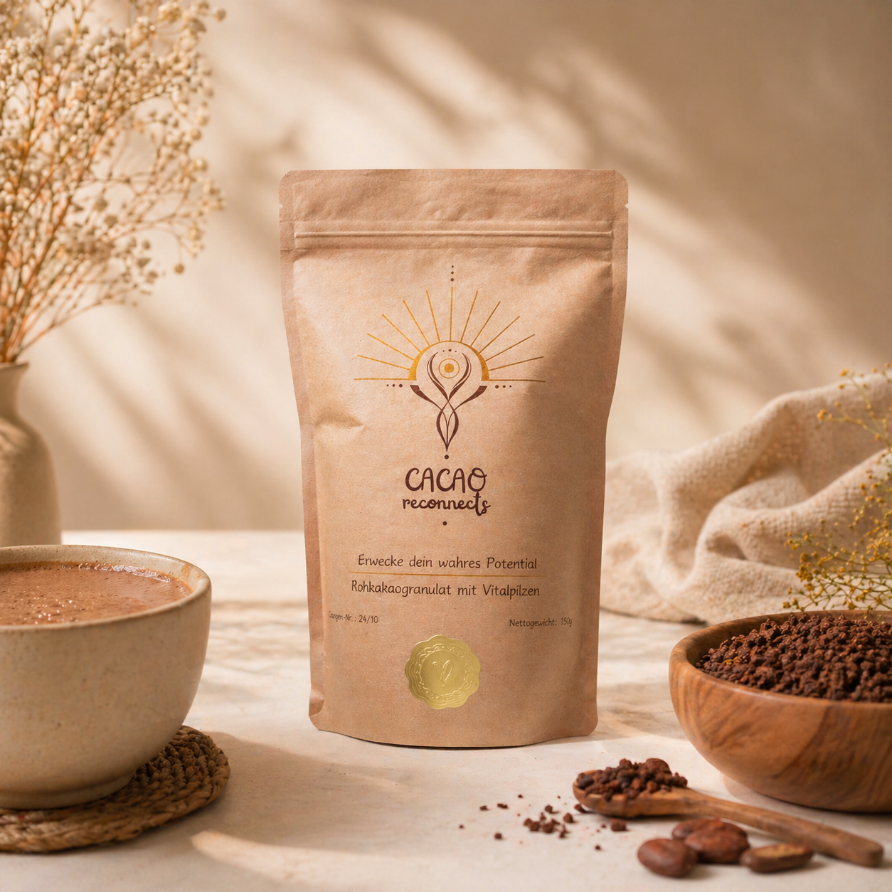 Rohkakao mit Vitalpilzen - 150g Shroomcacao