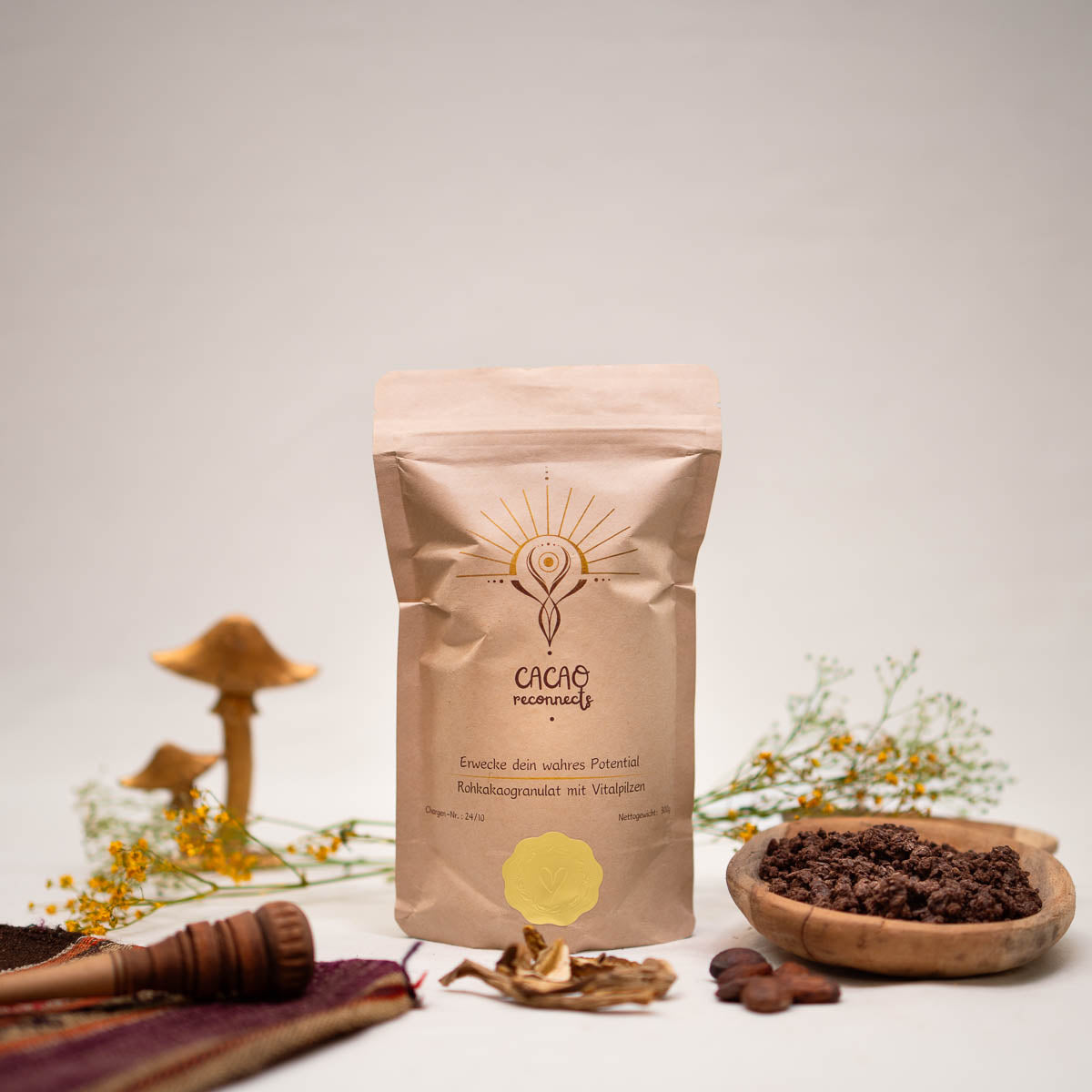 Rohkakaogranulat mit Vitalpilzen - 300g Shroomcacao